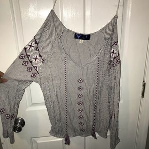 Pin stripe blouse with cute detailing